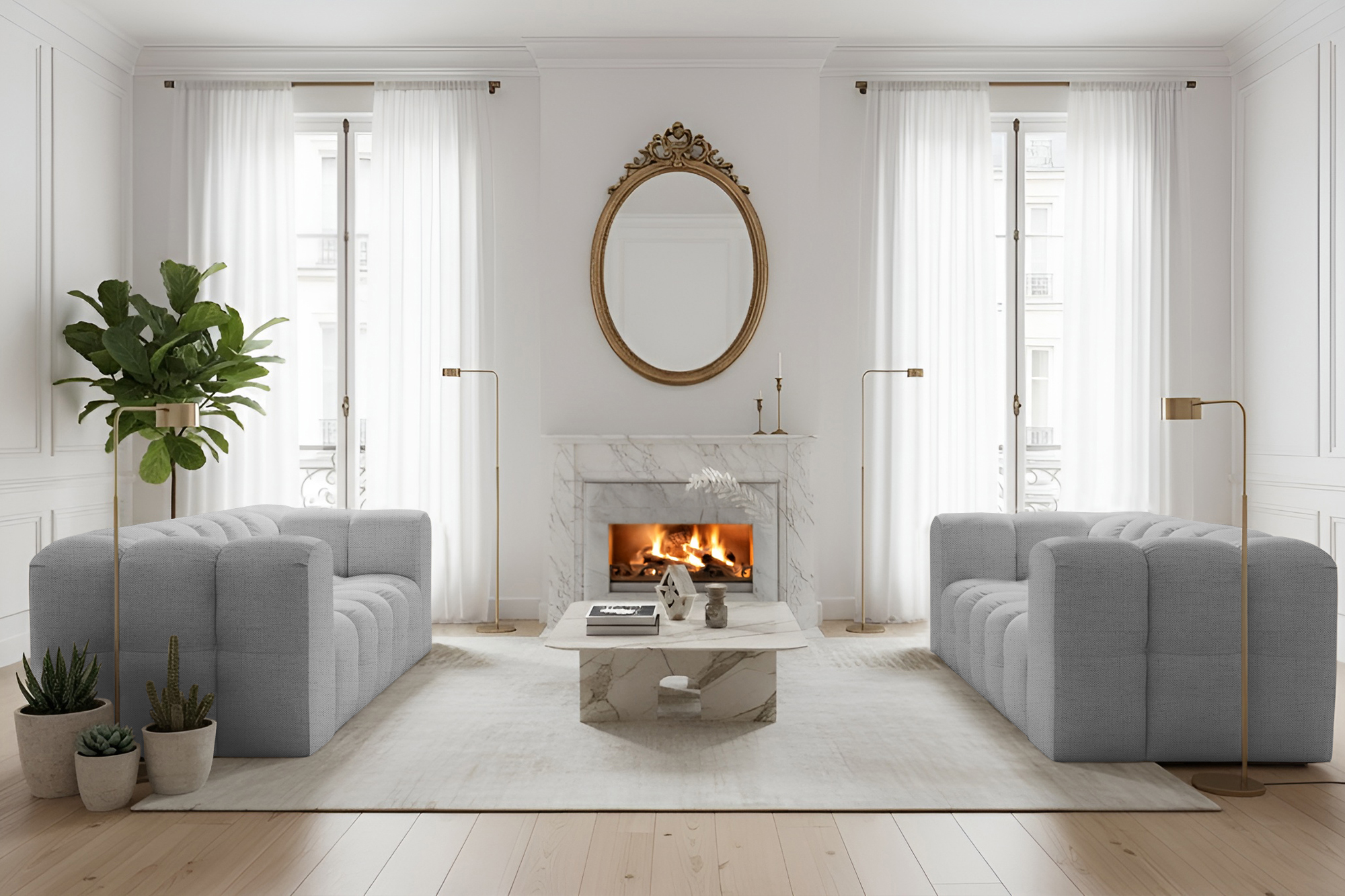 Baloo 2-Sitzer Set Sofas Hellgrau